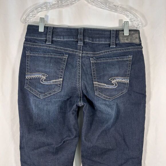 Silver Jeans Women's 31x26 Dark Wash Blue Denim Super Stretch Cotton Blend Mid R - Picture 7 of 11